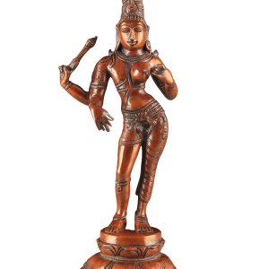 Pure Brass Ardhanarishwara Vintage Sculpture - 12.5" Dark Red Divine Union Statue | Spiritual Home Decor